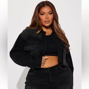 Fashion Nova Angel In Disguise Cargo Denim Jacket - Black Wash